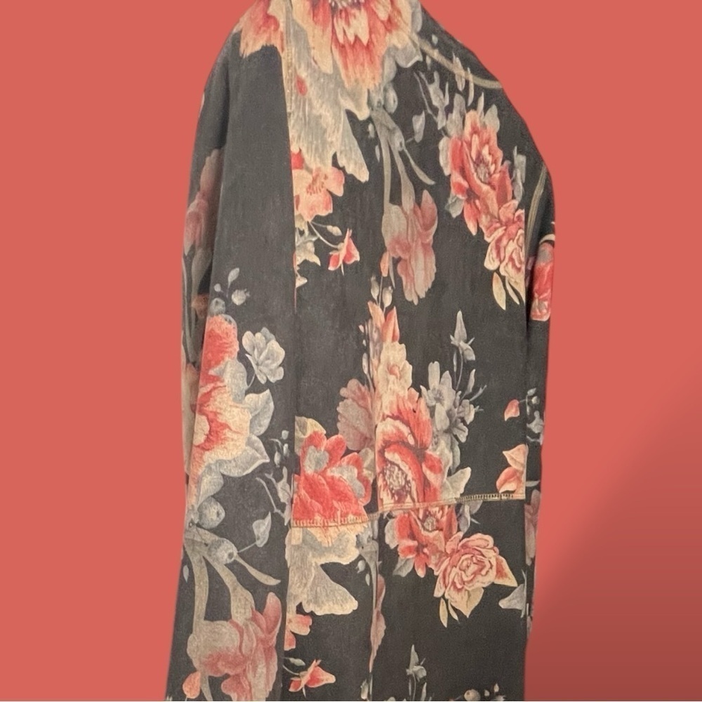 ANTHROPOLOGIE SOLITAIRE LONG FLORAL JACKET SIZE SMALL OR MED Brown Orange - Picture 9 of 16